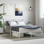 vidaXL Cadre de lit métal avec tête de lit blanc 160x200 cm