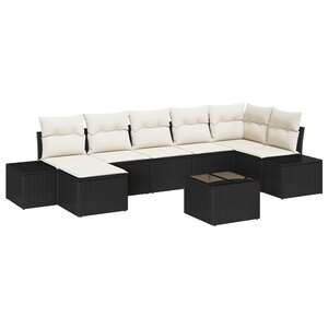 vidaXL Ensemble de 7 canapés de jardin avec coussins en rotin poly marron