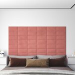 vidaXL Tête de lit murale 12 Pièces Rose Velours