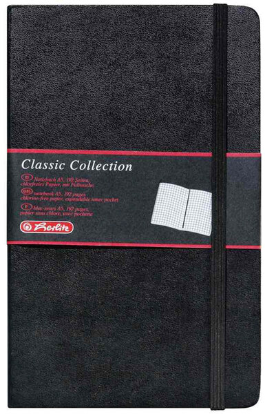 Carnet 'Classic Collection' Simili cuir et élastique A5, 96F Quadrillée 80g HERLITZ