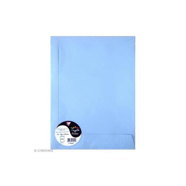 Sachet de 5 pochettes 229x324 bleu lavande 120g clairefontaine