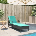 vidaXL Chaise longue avec coussin Noir 63 x 200 x 81 cm Résine tressée (États-Unis uniquement)