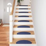 vidaXL Tapis d'escalier auto-adhésifs 15 Pièces Bleu 56 x 17 x 3 cm