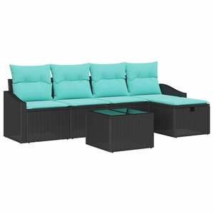 vidaXL Ensemble de Canapés avec coussin 6 Pièces Noir polyrotin