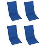 vidaXL Chaises de jardin 4 Pièces avec coussins bleu royal Bois de teck
