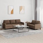 vidaXL Ensemble de canapés 2 Pièces avec coussins Marron Tissu