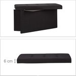 Tabouret banquette pouf de rangement pliant coffre repose-pieds 76 cm noir lin 13_0002337