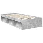 vidaXL Cadre de lit avec matelas Gris Béton 90 x 190 cm Pin massif