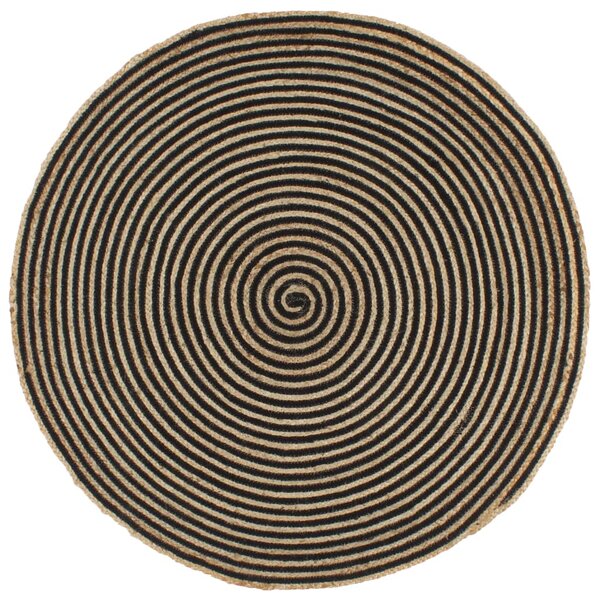 vidaXL Tapis fait à la main Jute avec design de spirale Noir 150 cm