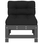 vidaXL Canapé central avec coussins gris bois de pin massif