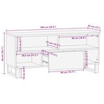 vidaXL Meuble TV noir 100x33x46 cm bois massif de manguier