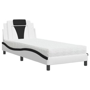 vidaXL Lit Viana avec matelas blanc et noir 90x190 cm similicuir