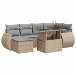 vidaXL Salon de jardin avec coussins 7 Pièces beige résine tressée