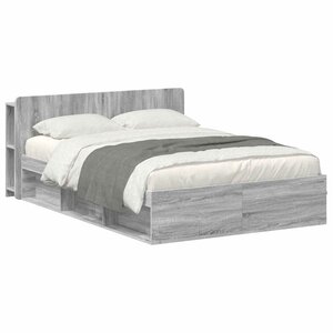 vidaXL Cadre de lit avec rangement Sonoma gris 150 x 200 cm