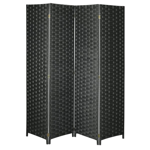 Paravent en nylon noir 4 panneaux