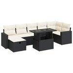 vidaXL Salon de jardin 8 Pièces avec coussins noir résine tressée