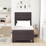 vidaXL Lit à ressorts avec matelas et lumière LED - Marron foncé  90 x 200 cm  tissu