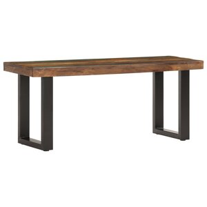Banc banquette 110 x 35 x 46 cm bois de récupération solide et acier 02_0011005
