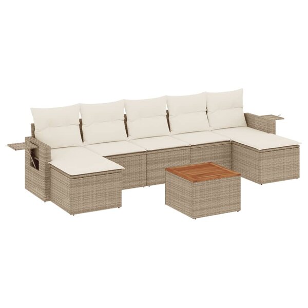 vidaXL Salon de jardin avec coussins 8 Pièces beige résine tressée