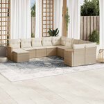 vidaXL Salon de jardin 11 Pièces avec coussins beige résine tressée