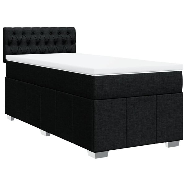vidaXL Sommier à lattes de lit avec matelas Noir 90x190 cm Tissu
