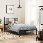 vidaXL Cadre de lit métal sans matelas avec tête de lit noir 107x203cm