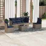vidaXL Salon de jardin 6 Pièces avec coussins gris résine tressée