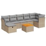 vidaXL Salon de jardin avec coussins 8 Pièces beige résine tressée