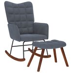 vidaXL Chaise à bascule avec repose-pied gris foncé velours