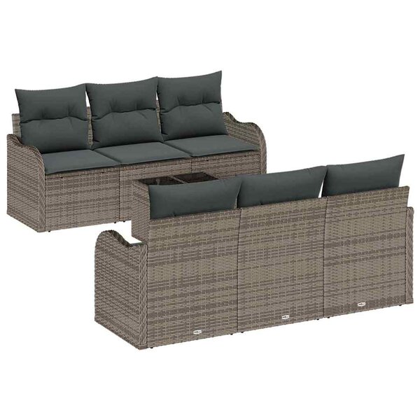 vidaXL Ensemble de canapé de jardin 7 Pièces Gris 55 x 55 x 37 cm