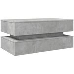 vidaXL Table basse avec lumières LED gris béton 90x50x40 cm