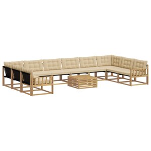 vidaXL Ensemble de canapés d'extérieur 11 pc Blanc et Beige