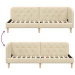 vidaXL Cadre de lit d'angle avec tête de lit Crème 80 x 200 cm tissu