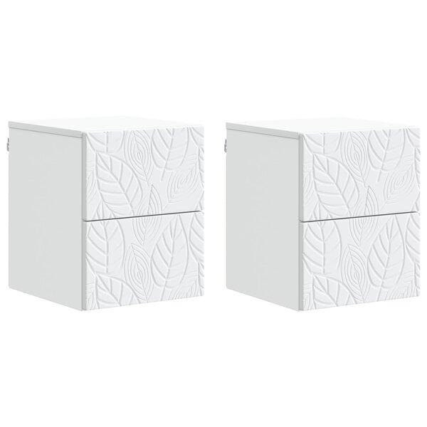 vidaXL Cabinet de chevet mural 2 Pièces Blanc 34 5 x 33 x 40 cm