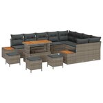 vidaXL Ensemble de canapé de jardin avec coussin 13 Pièces Gris