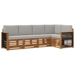 vidaXL Ensemble de canapé d'angle 4 Pièces Naturel et gris clair