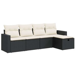 vidaXL Salon de jardin 5 Pièces avec coussins noir résine tressée