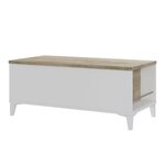 Table basse avec plateau relevable - Blanc/Chene - L 100 x P 50/72 x H 42/55 cm - EVAN