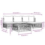 vidaXL Salon de jardin avec coussins 5 Pièces anthracite acier