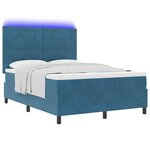 vidaXL Lit à ressort LED avec matelas Bleu foncé 140 x 200 cm Velours