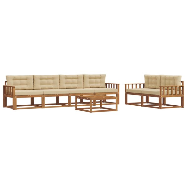 vidaXL Ensemble de canapés d'extérieur 7 Pièces Naturel et Beige