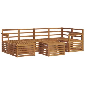 vidaXL Ensemble de canapé d'angle 7 Pièces Naturel Bois d'Acacia Massif
