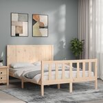vidaXL Cadre de lit avec tête de lit 140x190 cm bois massif
