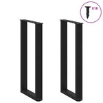 vidaXL Pieds de table console en U  2 pièces  noir  28 x (72-73) cm  acier