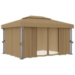 vidaXL Tonnelle avec rideau 4x3 m Taupe Aluminium