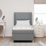 Lit à ressort vidaXL avec matelas gris clair 100x200 cm en tissu