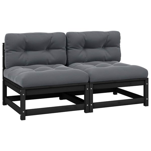 vidaXL Canapés centraux de jardin avec coussins anthracite 2 Pièces