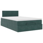 vidaXL Lit ottoman avec matelas et LED vert foncé 90x200cm velours