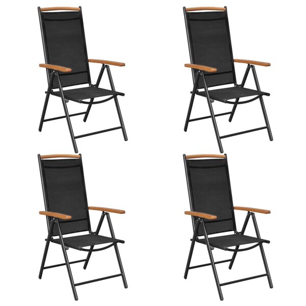 vidaXL Chaises de jardin pliables lot de 4 aluminium et textilène noir
