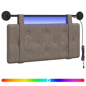 vidaXL Tête de lit suspendue Avec lumière LED Gris PU antique